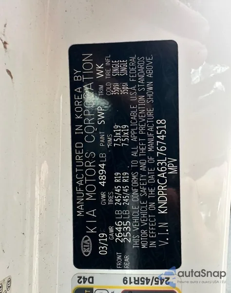 2020 Kia Sportage Sx from USA, damaged, VIN KNDPRCA63L7674518